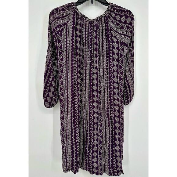 Velvet By Spencer Graham Geraldine African Print Peasant Dress Size S Fine Wine - Picture 7 of 9